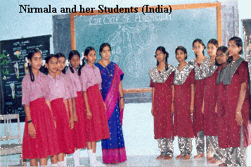 Dr Nirmala et ses élèves en IndePhoto avec la permission de www.borwa.boitsnet.co.bw et iearn.org
