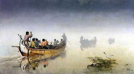 Canoes in a Fog, Lake Superior, 1869 (glenbow museum collection)
