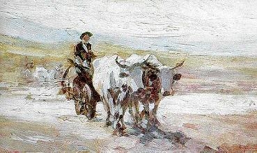 The cart with oxen