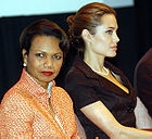 Angelina Jolie and Condoleezza Rice at World Refugee Day<br> (http://en.wikipedia.org/wiki/Angelina_Jolie#Children)