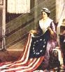 Betsy Ross sewing the American Flag. 
