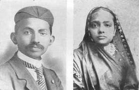 Gandhi and his wife, Kasturba