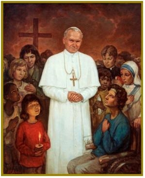 Pope John Paul II is surrounded by a crowd. (http://babailov.homestead.com/)
