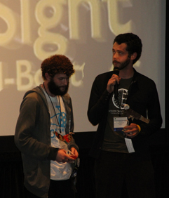 Jacob Seigel-Boettner and cinematographer Ian Wexler receive their 2010 Dan Eldon Activist Award at the 2010 MY HERO Film Festival, for their short film <i>Pedal=Sight</i>