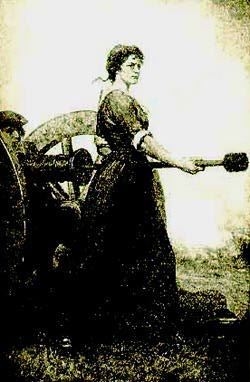 Molly Pitcher bringing water to soldiers<br> (http://www.walrus.com/~gibralto/<br>acorn/molly.html)
