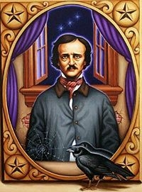 Edger Allan Poe with a raven<br>  (http://www.hmd225.com/fall03<br>/Hou/art_edgerallenpoe.jpg)