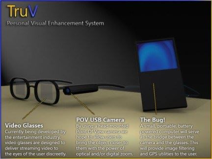 The TruV Personal Visual Enhancement System (http://community.buglabs.net/Smartkid/posts/41-TruV-found-a-bug-)
