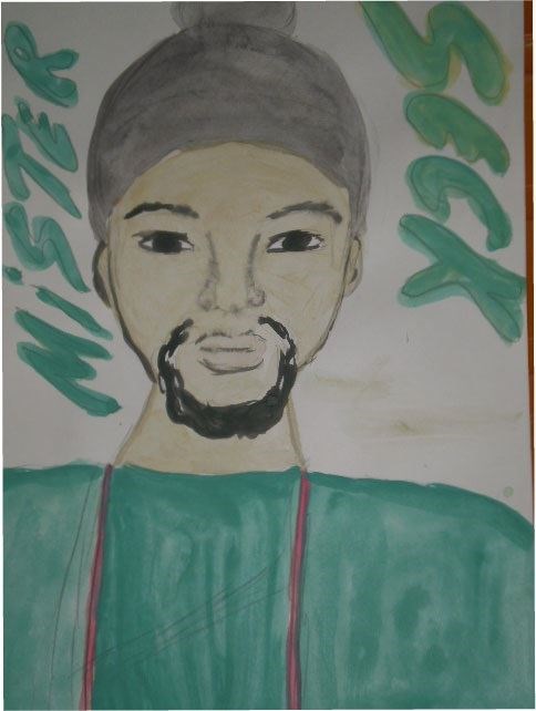 Mr. Cheikh Seck, English teacher<br>(drawn by Fatimata Binta Diallo)