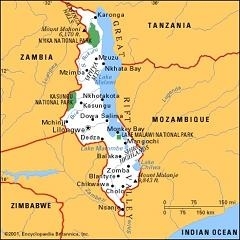 Map of Malawi<br>(William's blog)