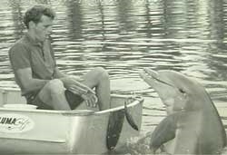 Ric and Cathy, a dolphin he trained for Flipper. (dolphinproject.org)