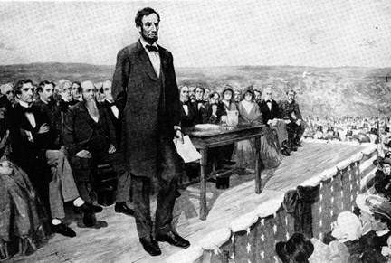 President Lincoln giving his Gettysburg Address (Google Images)