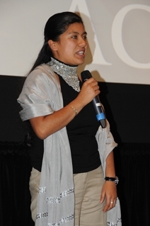 Erica Fernandez speaks at the 2011 MY HERO International Film Festival