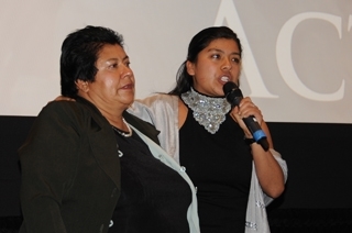 Erica Fernandez gives a passionate speech alongside her mom at the 2011 MY HERO International Film Festival