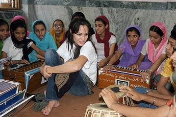 Jolie in India for one of her many foundations (UNHCR organization  (Goodwill Ambassador Angelina Jolie applauds courag))