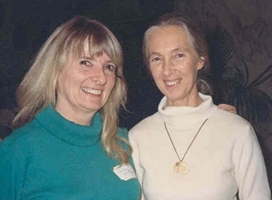 With chimpanzee expert Jane Goodall