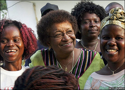 President Johnson Sirleaf and fans (bbc.co.uk)