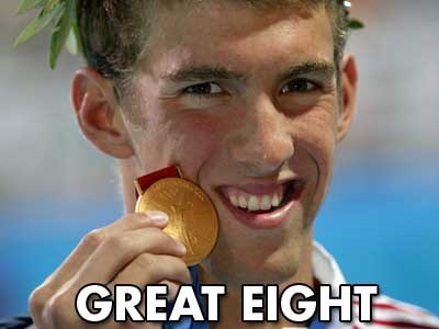 Michael Phelps celerbrating another gold medal!