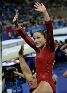 Carly Patterson waves to crowd (www.carlypatterson.com)