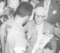 Obdulio Varela receiving the world cup in 1950.