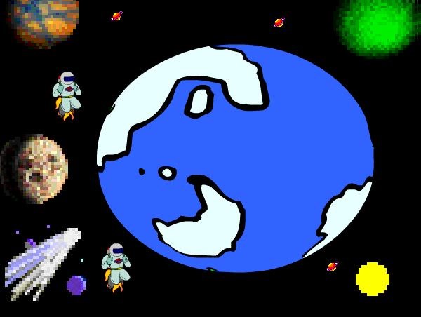 This is space (Created by : Nicole Anderson on Kid pix)