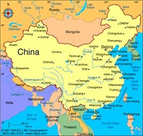 Map of China<br>Photo from www.maps.com