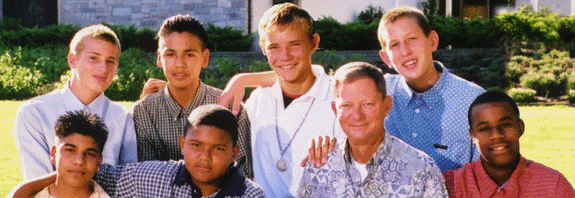 Father Crews with a group of Hanna boys.