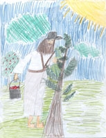 A portrait of Johnny Appleseed by Hannah (I drew this picture.)