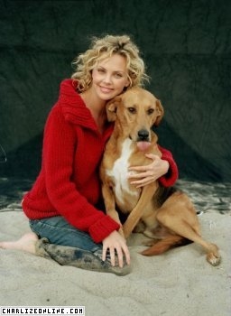 Charlize with her dog Tucker 