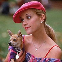 Elle Woods with Bruiser Woods <br>(http://www.liceointernazionale.it/images/legally-blonde.jpg)