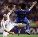 Zidane taking a hard hit 