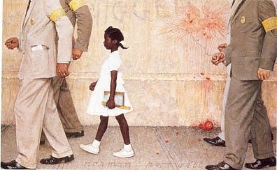 <a href=http://en.wikipedia.org/wiki/Image:The-problem-we-all-live-with-norman-rockwell.jpg>Ruby Bridges</a>