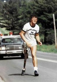 Terry Fox running. (http://en.wikipedia.org/wiki/Terry_Fox)