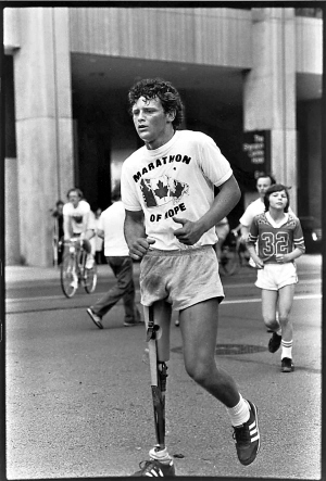 Terry Fox running from Newfoundland to Thunder Bay