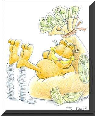 Garfield sitting on a sack of money and coins (http://www.smallbusinessrescue.com/garfield_accountant.jpg)