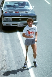 terry fox running inthe marathon of hope (www.cbc.com)