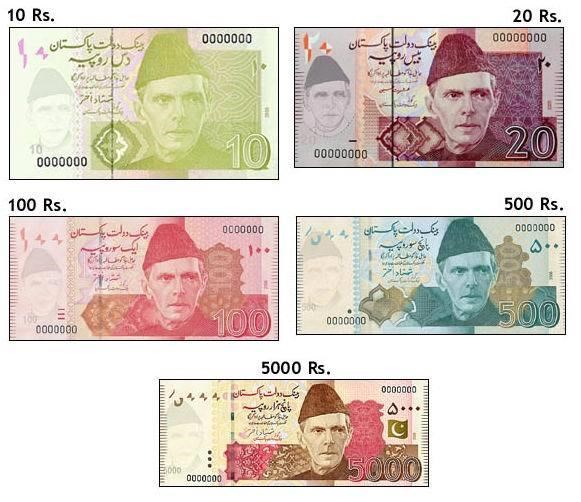 Pakistan Rupees: As you can see, Jinnah is on every one (Internet)
