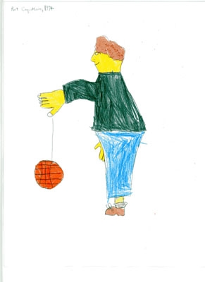 Terry playing basketball in highschool (drawing by Logan)