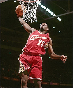 LeBron James with the reverse dunk. (Google Images)