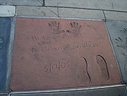 The handprints of Adam Sandler in front of Grauma (Wikipedia)