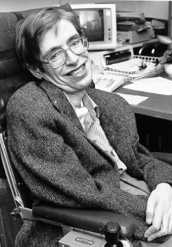 Stpehen Hawking (http://en.wikipedia.org/wiki/File:Stephen_Hawking.StarChild.jpg)