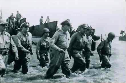 General MacArthur going to shore (www.military.com)