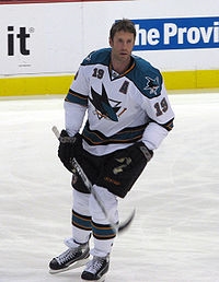 Joe thornton in Sharks jersey (http://en.wikipedia.org/wiki/Joe_Thornton)