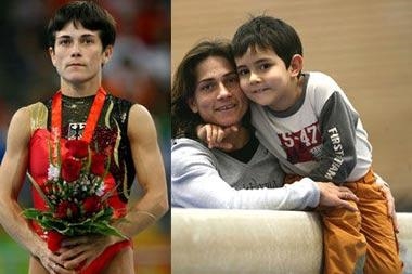 Oksana  won her medal,  Oksana with her son