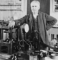 Thomas Edison with his phonograph. (Google Images)