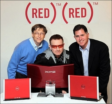 Bono showing some new products for his comany (RE (http://www.u2exit.com/2008/01/microsoft_and_dell_go_red_for_bonos_aids_charity.php)