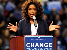 Oprah making a speech about change, (http://www.hotreport.net/images/oprah-winfrey-senator.jpg)