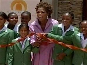 Oprah at the opening of her school. (http://www.independent..co.uk)