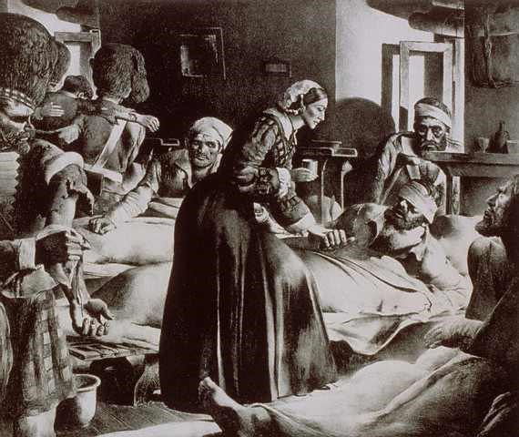 Nursing wounded soldiers (http://www.gardenofpraise.com/images/nightin4.jpg )