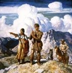 This is a picture of Sacagawea navigating for Lewis and Clark