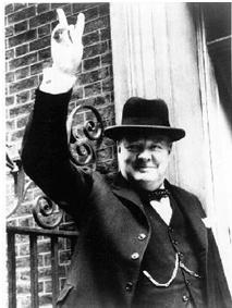 This is Churchill after a victory against Germany.
